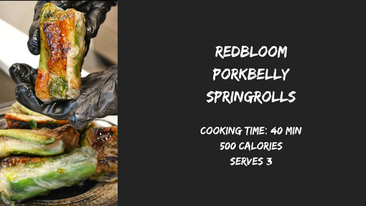 chili oil pork belly spring rolls